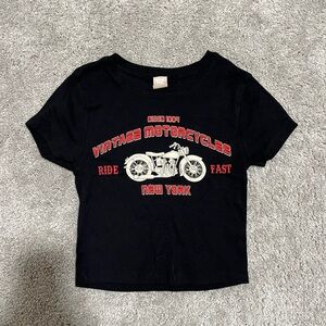 Black Cropped Vintage Motorcycles Baby Tee